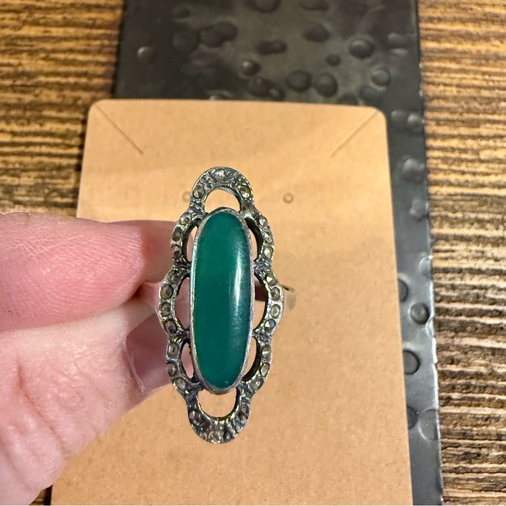 Vintage Silver and Green Ring